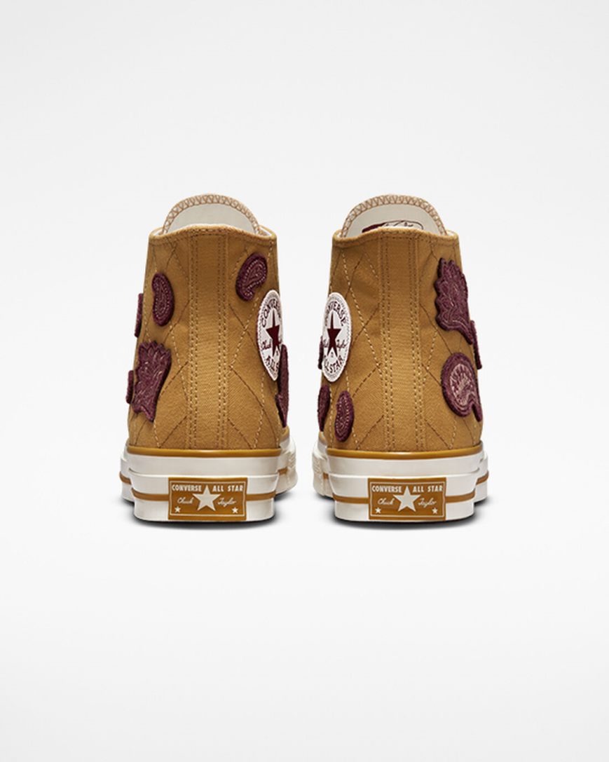 Women's Converse Chuck 70 Crafted Patches High Top Shoes Orange / Deep Burgundy | AU 16E83E